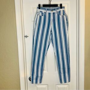 American Eagle Blue & White Striped High Rise Mom Jeans.Size 0